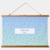 名前をカスタムする子供ズルームデコールブルースフラワー 吊り下げ型タペストリー (正面)