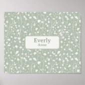 名前をカスタムする子供部屋デコールファームハウスフローラ ポスター (正面)