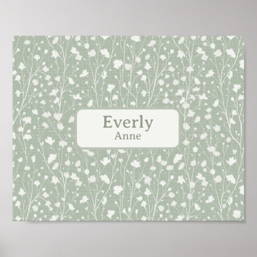 名前をカスタムする子供部屋デコールファームハウスフローラ ポスター (正面)