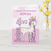 名前をカスタムする孫娘4アンドハーフ誕生日 カード (黄色い花)