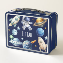 名前をカスタムする宇宙飛行士宇宙新学期 メタルランチボックス