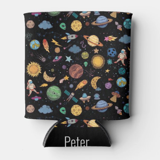 名前をカスタムする宇宙飛行士惑星宇宙 缶クーラー (正面)