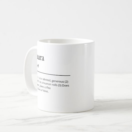 名前をカスタムする定義ミニマリスト白黒 コーヒーマグカップ (正面左)