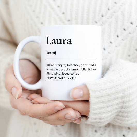 名前をカスタムする定義ミニマリスト白黒 コーヒーマグカップ