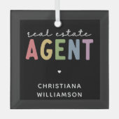 名前をカスタムする実在不動産業者 |不動産仲介業者ギフト ガラスオーナメント (正面)