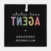 名前をカスタムする実在不動産業者 |不動産仲介業者ギフト ガラスオーナメント (裏面)