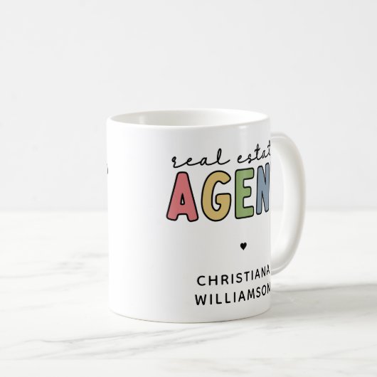名前をカスタムする実在不動産業者 |不動産仲介業者ギフト コーヒーマグカップ (正面右)