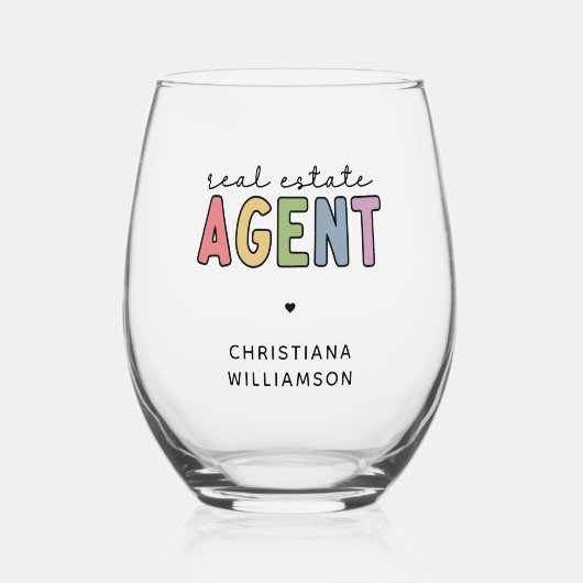 名前をカスタムする実在不動産業者 |不動産仲介業者ギフト ステムなしワイングラス (正面)