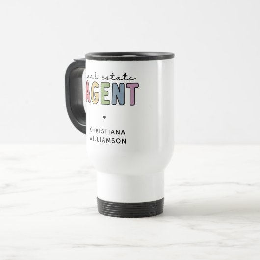 名前をカスタムする実在不動産業者 |不動産仲介業者ギフト トラベルマグ (正面左)
