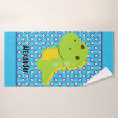 名前をカスタムする少年の恐竜キッズバスタオル バスタオル (バスタオル)