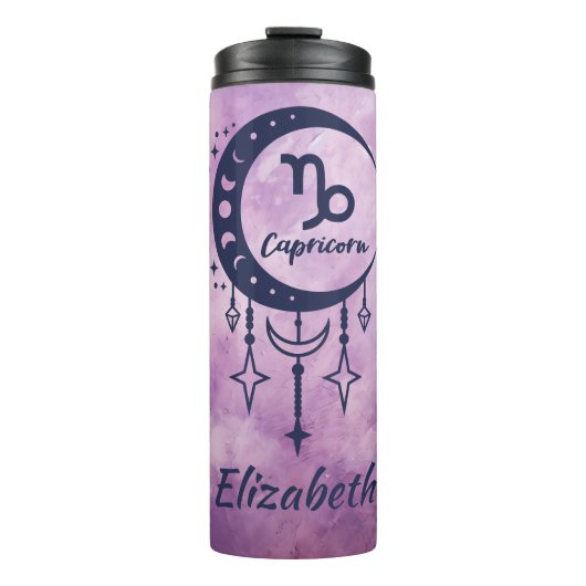名前をカスタムする山羊座〔占星術の〕十二宮図標識 タンブラー (正面)