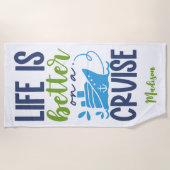 名前をカスタムする巡航 ビーチタオル (正面)