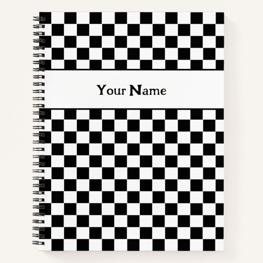 名前をカスタムする市松模様にスライルノート ノートブック (正面)