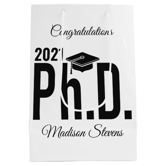 名前をカスタムする年博士号 ミディアムペーパーバッグ (裏面)