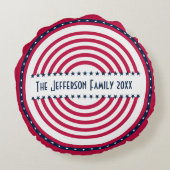 名前をカスタムする年星nストライプ赤白n青 ラウンドクッション (裏面)