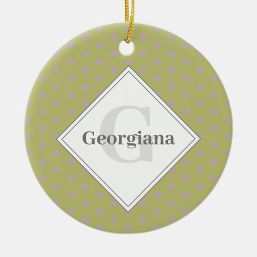 名前をカスタムする幾何学温暖な中性水玉模様星 セラミックオーナメント (正面)