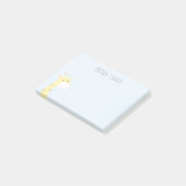 名前をカスタムする微笑みキリン淡い青4x3 ポストイット (アングル)