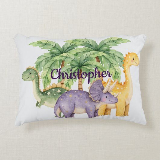 名前をカスタムする恐竜のヤシの木 アクセントクッション (正面)