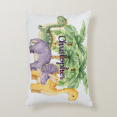 名前をカスタムする恐竜のヤシの木 アクセントクッション (正面(垂直))