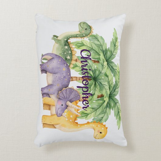 名前をカスタムする恐竜のヤシの木 アクセントクッション (正面(垂直))