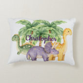 名前をカスタムする恐竜のヤシの木 アクセントクッション (裏面)
