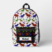 名前をカスタムする恐竜ボーイズレインボーバックパック プリントバックパック (正面)