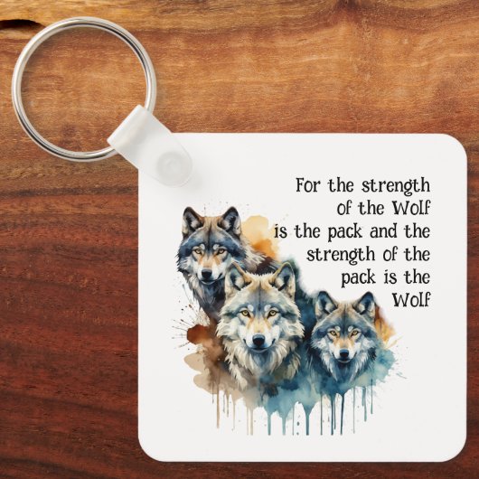 名前をカスタムする感動的ウルフ引用文強度パック キーホルダー (正面)