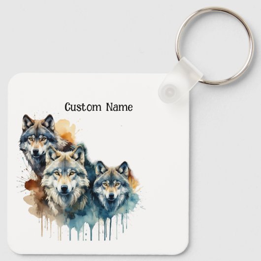 名前をカスタムする感動的ウルフ引用文強度パック キーホルダー (裏面)