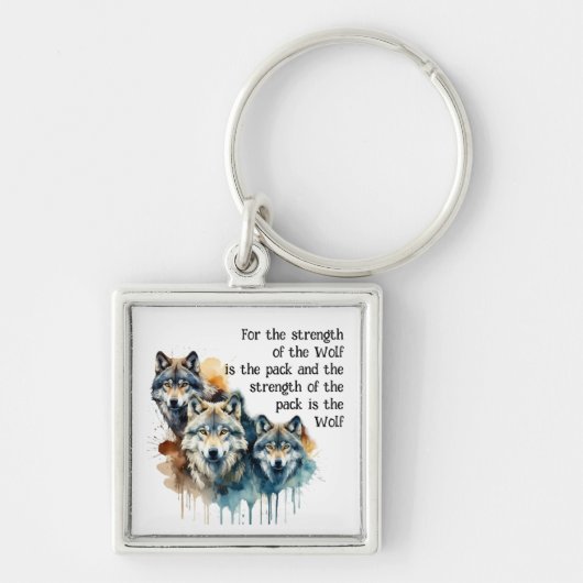 名前をカスタムする感動的ウルフ引用文強度パック キーホルダー (正面)