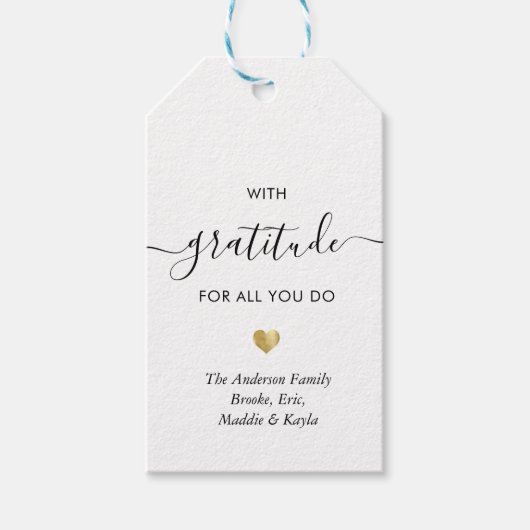 名前をカスタムする感謝スモダンクリプトありがとう金ゴールド ギフトタグ (正面)