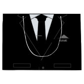 名前をカスタムする抱き枕と業務用ブラックスーツ ラージペーパーバッグ (正面)