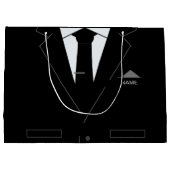 名前をカスタムする抱き枕と業務用ブラックスーツ ラージペーパーバッグ (裏面)