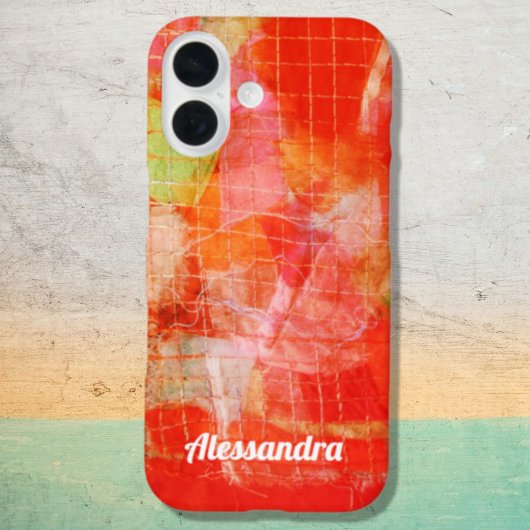 名前をカスタムする抽象芸術カラフルレトロレッドオレンジ Case-Mate iPhoneケース