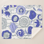 名前をカスタムする抽象芸術フローラブルーパープルアートかわいい シェルパブランケット (正面(横))