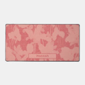 名前をカスタムする抽象芸術モダンフローラピンクフェミン デスクマット (正面)