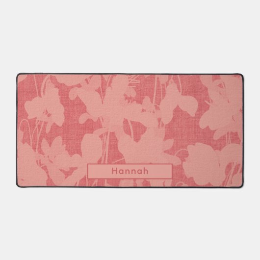 名前をカスタムする抽象芸術モダンフローラピンクフェミン デスクマット (正面)