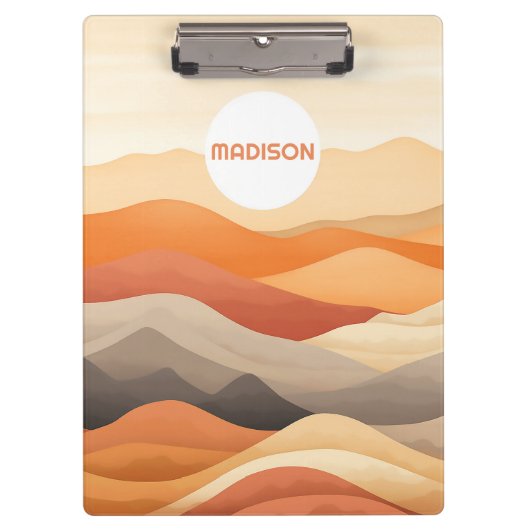 名前をカスタムする抽象芸術景観イラストレーション クリップボード (正面)