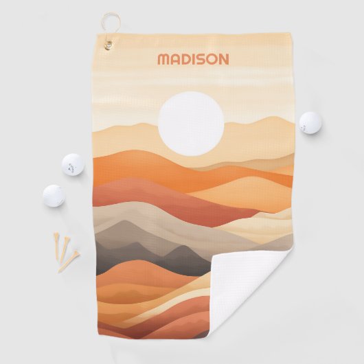 名前をカスタムする抽象芸術景観イラストレーション ゴルフタオル (インサイチュ)