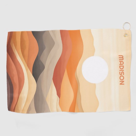 名前をカスタムする抽象芸術景観イラストレーション ゴルフタオル (横)