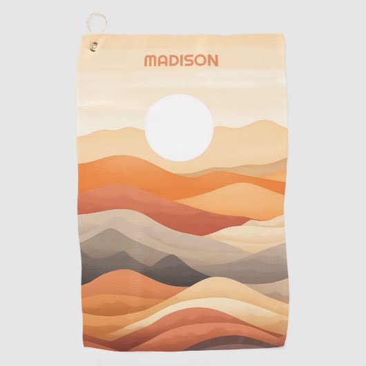 名前をカスタムする抽象芸術景観イラストレーション ゴルフタオル (正面)