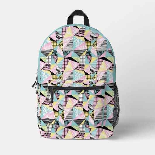 名前をカスタムする抽象芸術熱帯パターン プリントバックパック (正面)