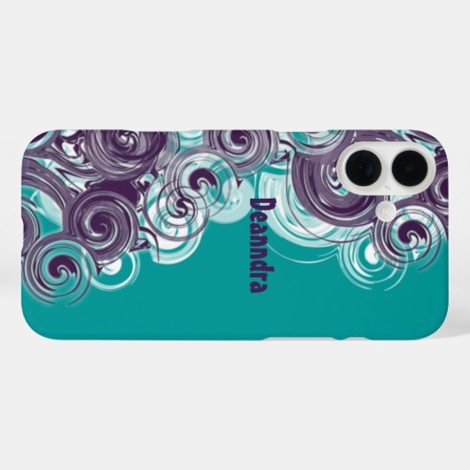 名前をカスタムする抽象芸術紫転が白の紫 Case-Mate iPhoneケース (裏面 (横))