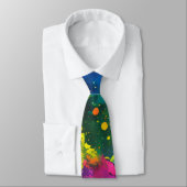 名前をカスタムする抽象芸術絵を描(ばちゃばちゃ)跳ねるコズミックレインボー ネクタイ (タイ)