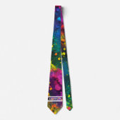 名前をカスタムする抽象芸術絵を描(ばちゃばちゃ)跳ねるコズミックレインボー ネクタイ (正面)