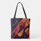 名前をカスタムする抽象芸術音楽バッグ トートバッグ (裏面)