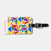 名前をカスタムする抽象芸術LGBTQレインボープライドカラー ラゲッジタグ (正面横)