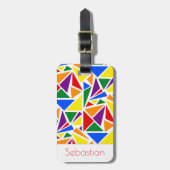 名前をカスタムする抽象芸術LGBTQレインボープライドカラー ラゲッジタグ (正面縦)