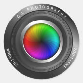 名前をカスタムする撮影者カラーホイールカメラレンズ ラウンドシール (正面)