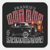 名前をカスタムする改造スピードショップガスステーションガレージ スクエアシール (正面)