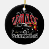 名前をカスタムする改造スピードショップガスステーションガレージ セラミックオーナメント (正面)